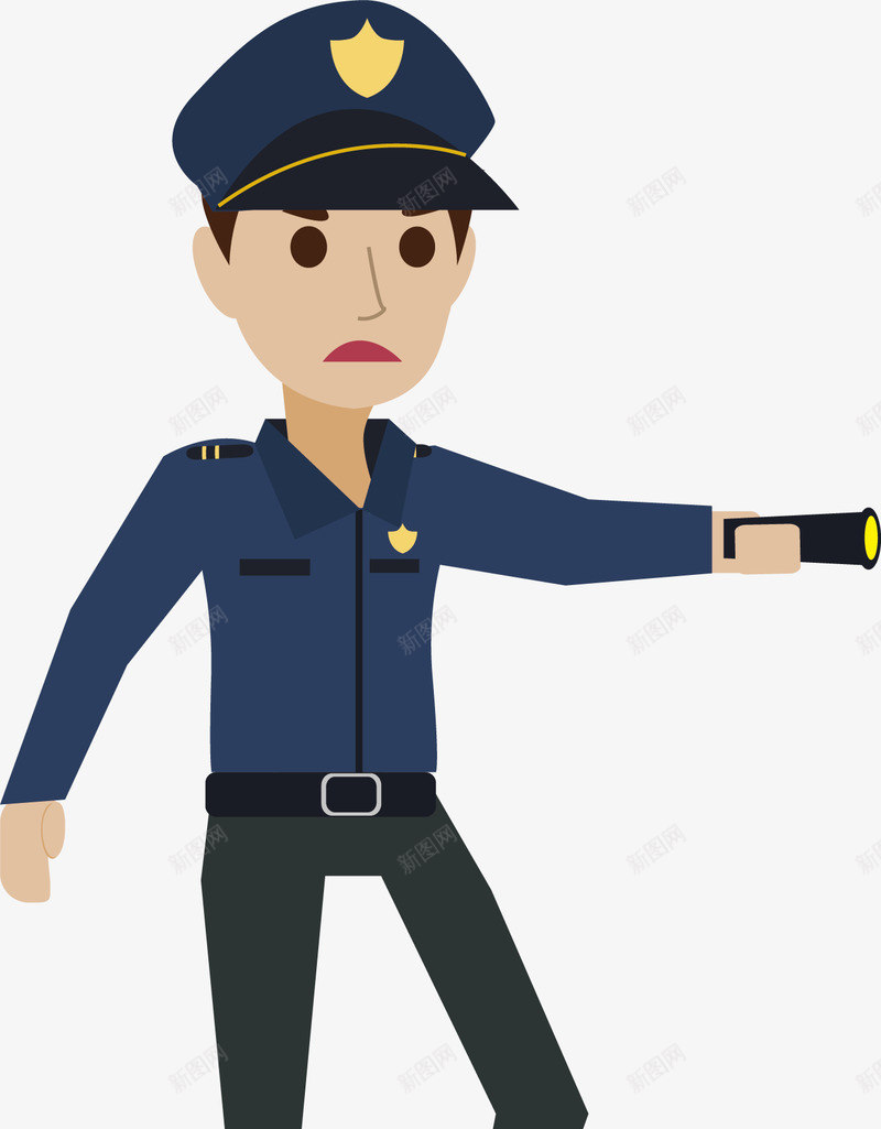 警察手拿手电筒透明扁平插画png免抠素材_新图网 https://ixintu.com 警察 手拿 手电筒 透明 扁平 插画