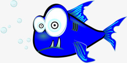 食人鱼鱼搞笑很奇怪蓝色动物水下水黑社会水族馆气泡卡素材