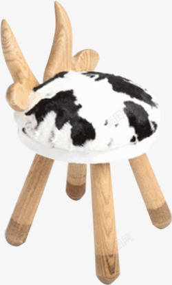 北欧风高档实木椅子小鹿小羊小兔奶牛椅儿童房装饰矮凳素材