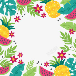 植物花卉装饰画叶子水果热情夏日花卉鸟植物海报包装图形AI矢量设计高清图片