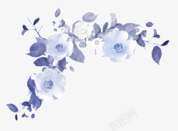 浪漫蓝色小花透明装饰素材