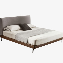 美布艺式床优梵艺术马尔默意式现代灰色棉麻布艺矮小户型婚床主卧高清图片