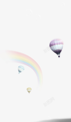彩虹热气球素材