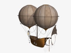 浮点热气球飞机气球飞艇浮点数幻想蒸汽朋克孤立隔离高清图片