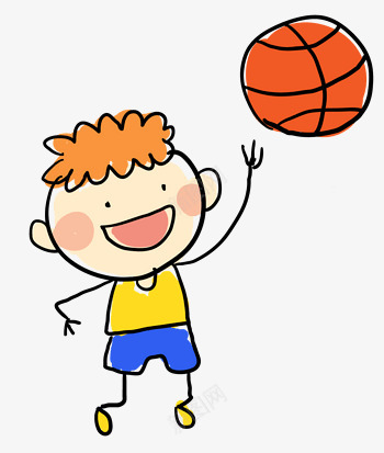 卡通手绘简笔画玩篮球的男孩png免抠素材_新图网 https://ixintu.com 卡通 手绘 笔画 篮球 男孩