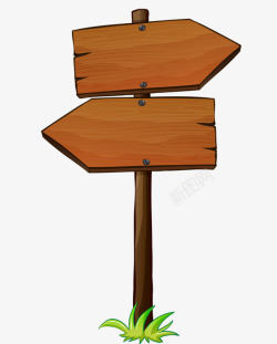 卡通手绘木板吊牌道路指示牌标题框木制招牌箭头指示标素材