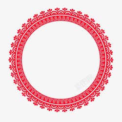 中国风复古花纹淘宝大红色圆形边框纹理素材