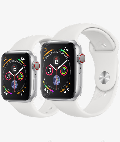 AppleWatch银色铝金属錶壳配白色运动錶带选png_新图网 https://ixintu.com 银色 金属 錶壳 白色 运动 錶带