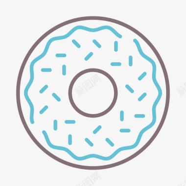 甜甜圈棒球65线性颜色图标