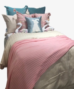 女孩房样板房间床上用品儿童房小孩房可爱粉色软装床品素材