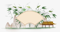 中国风竹子和亭子边框素材