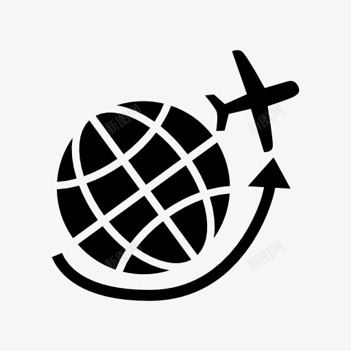 飞机绕着地球飞图标png_新图网 https://ixintu.com 飞机 绕着 地球 图标