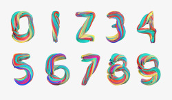 祖主主题设计彩色数字排版组合排列效果素材