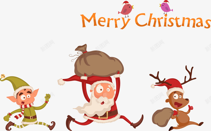 奔跑的圣诞老人与麋鹿png免抠素材_新图网 https://ixintu.com 奔跑 圣诞 老人 人与 麋鹿
