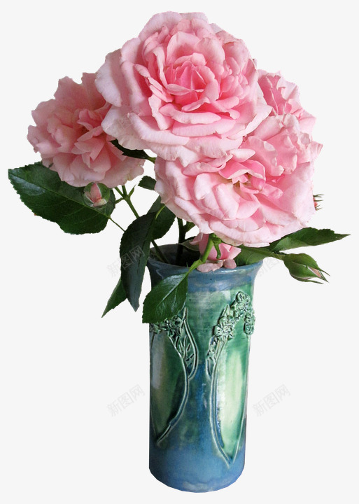 玫瑰粉红色绿色的花瓶鲜花png免抠素材_新图网 https://ixintu.com 玫瑰 粉红色 绿色 花瓶 鲜花