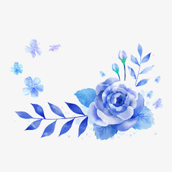 蓝色玫瑰手绘玫瑰花花卉玫瑰花素材