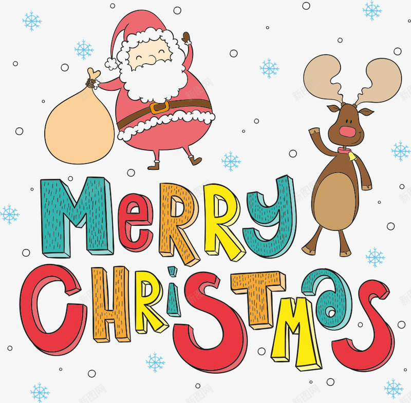 圣诞节矢量卡通圣诞老人麋鹿png免抠素材_新图网 https://ixintu.com 圣诞节 矢量 卡通 圣诞老人 麋鹿