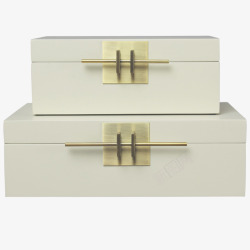 新中式样板房软装饰品简约美式收纳盒木质漆器金属扣黄素材