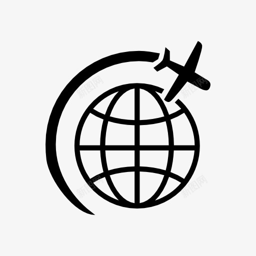 飞机绕着地球飞图标png_新图网 https://ixintu.com 飞机 绕着 地球 图标