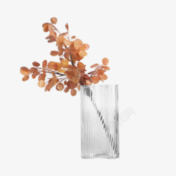 曲型纳茉现代简约曲型水波纹琥珀色玻璃花瓶插花花器家居创高清图片