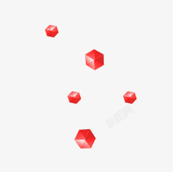 红色几何悬浮装饰素材