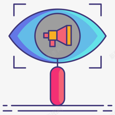 视网膜扫描仪市场调查线性颜色图标