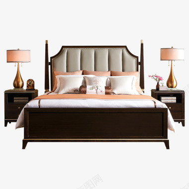 美式床实木床卧室轻奢家具双人床18米公主婚床柱子榉图标