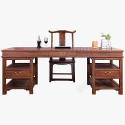 红木家具鸡翅木书桌办公桌中式仿古书法桌书画桌实木大素材