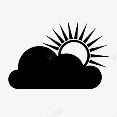 太阳和云气象学天空图标