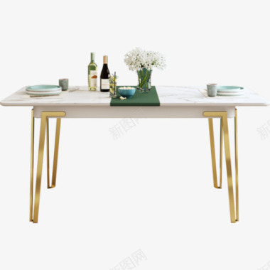 岩板餐桌北欧轻奢长方形饭桌现代简约可伸缩ins风家图标