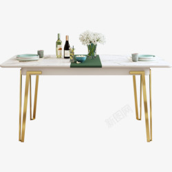 岩板岩板餐桌北欧轻奢长方形饭桌现代简约可伸缩ins风家高清图片