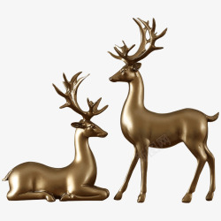 欧式轻奢四件套橡树庄园欧式金色麋鹿摆件家居客厅样板房时尚创意轻奢高清图片