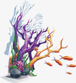 海底世界珊瑚卡通手绘梦幻海藻海报模板下载4492M素材