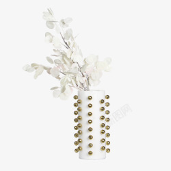 简约现代创意大理石花瓶轻奢金属装饰球插花花器摆件仿素材