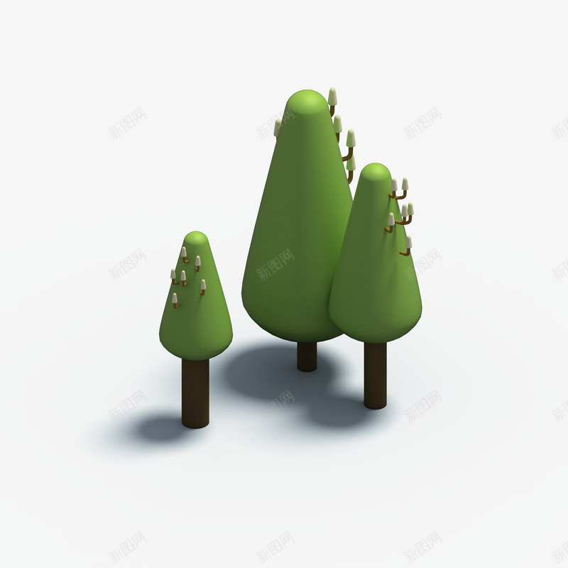 C4D树木与植物3D立体模型png免抠素材_新图网 https://ixintu.com 树木 植物 立体 模型