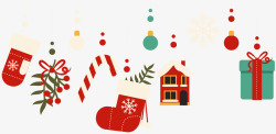 圣诞挂件扁平圣诞节装饰袜子礼盒房子雪花素材