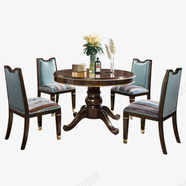 轻奢实木餐桌家用美式胡桃木圆餐桌12米圆形餐桌桌子图标