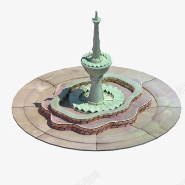 新提醒喷泉3D模型下载喷泉CG模型下载建筑物件道具图标