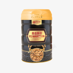 燕麦胚芽黑芝麻核桃黑豆粉600克罐素材