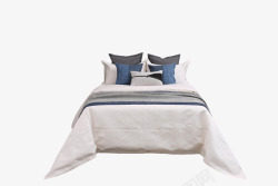 陈现代简约蓝色样板房间床上用品软装床品主卧室黑白灰陈高清图片