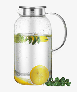 玻璃水壶柠檬水素材