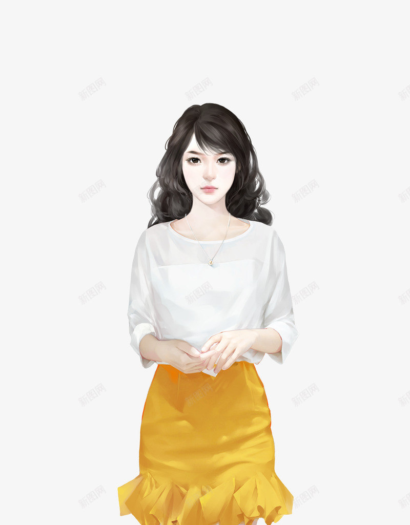 卷发女生白衬衣l2png免抠素材_新图网 https://ixintu.com 卷发 女生 白衬衣 衬衣