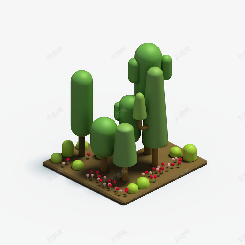 C4D树木与植物3D立体模型png免抠素材_新图网 https://ixintu.com 树木 植物 立体 模型