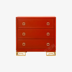 筑家壹筑e家现代东方新中式红色床头柜无底色单品软装方案高清图片