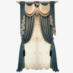 包安装简欧欧式窗帘布窗纱落地遮光成品豪华纯色现代客素材