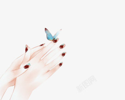 少女的手蝴蝶素材
