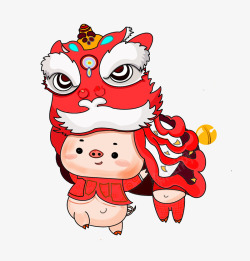 新年喜庆插画猪5素材