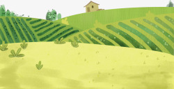 农民丰收场景手绘绿色节日插画素材