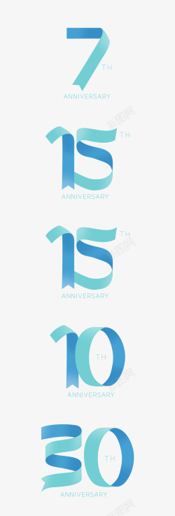 二十年周年的插图蓝色彩带周年数字字体矢量插图高清图片