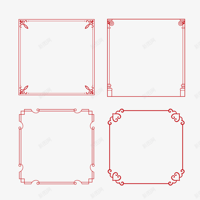 红色方形边框png免抠素材_新图网 https://ixintu.com 红色 方形 边框